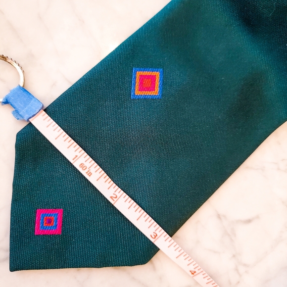 Teal Tie with Colorful Tiles - Picture 3 of 5